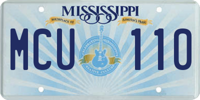 MS license plate MCU110