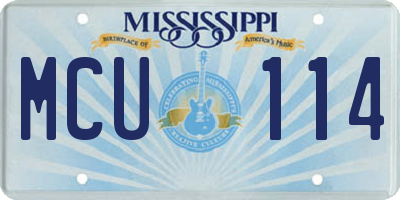 MS license plate MCU114