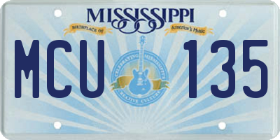 MS license plate MCU135