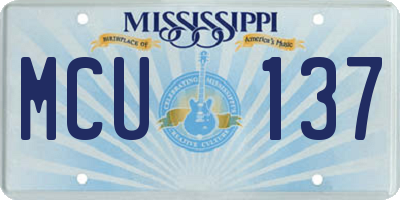 MS license plate MCU137