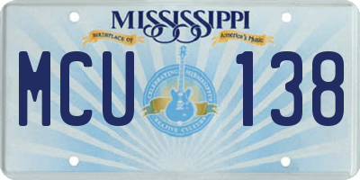 MS license plate MCU138