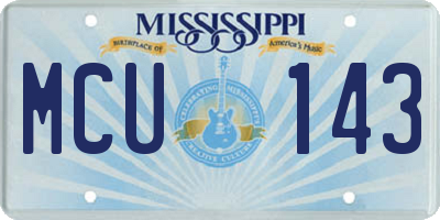MS license plate MCU143