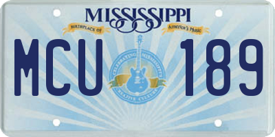 MS license plate MCU189