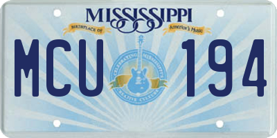 MS license plate MCU194