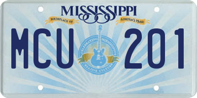 MS license plate MCU201