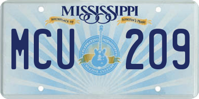 MS license plate MCU209