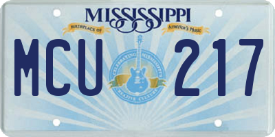 MS license plate MCU217