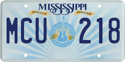 MS license plate MCU218