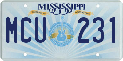 MS license plate MCU231