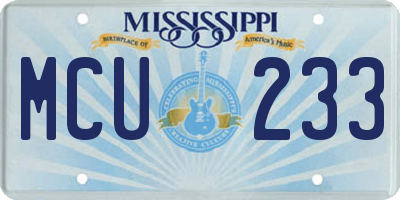 MS license plate MCU233