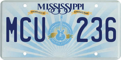 MS license plate MCU236