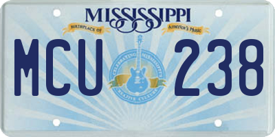 MS license plate MCU238