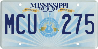 MS license plate MCU275