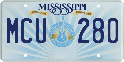 MS license plate MCU280