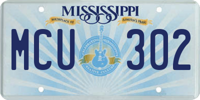 MS license plate MCU302