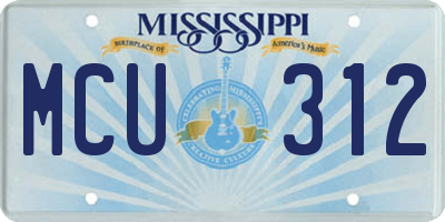MS license plate MCU312