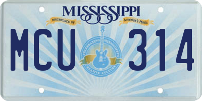 MS license plate MCU314