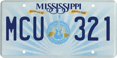 MS license plate MCU321