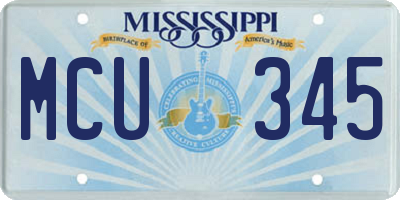 MS license plate MCU345