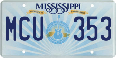 MS license plate MCU353