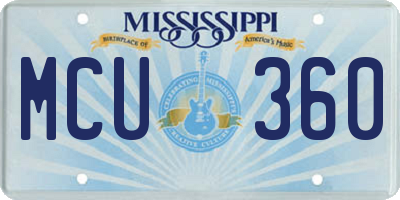 MS license plate MCU360
