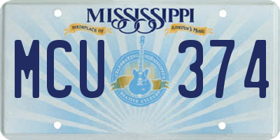 MS license plate MCU374