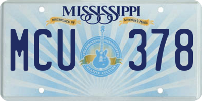 MS license plate MCU378