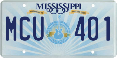 MS license plate MCU401