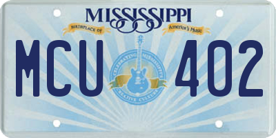 MS license plate MCU402