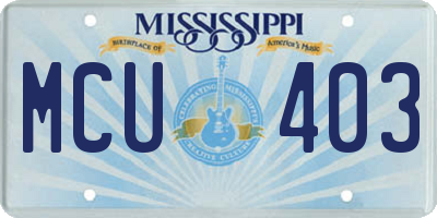 MS license plate MCU403