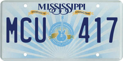 MS license plate MCU417