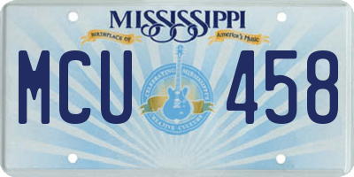 MS license plate MCU458