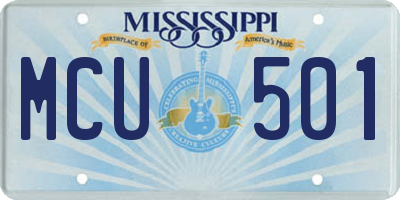 MS license plate MCU501