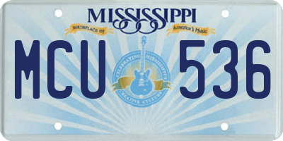 MS license plate MCU536