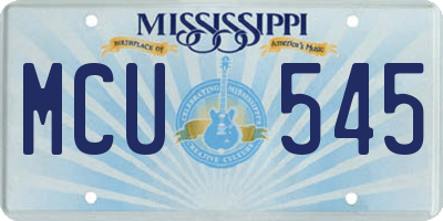 MS license plate MCU545
