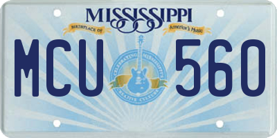 MS license plate MCU560