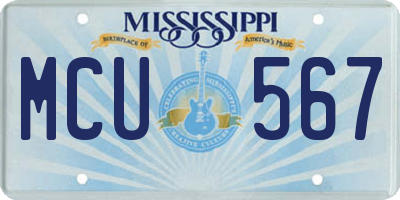MS license plate MCU567