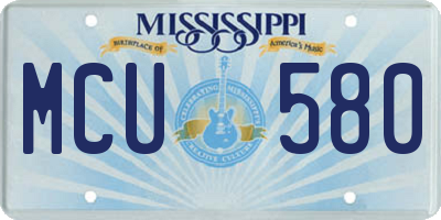 MS license plate MCU580