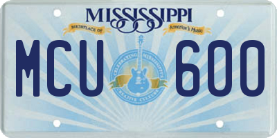 MS license plate MCU600