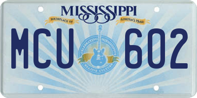 MS license plate MCU602