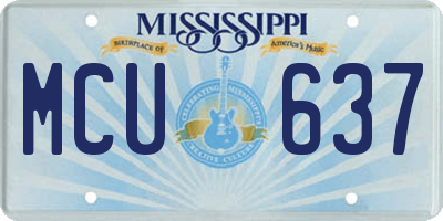 MS license plate MCU637