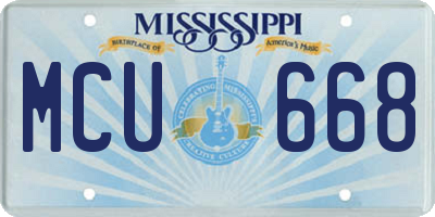 MS license plate MCU668