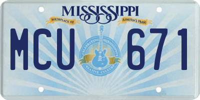 MS license plate MCU671