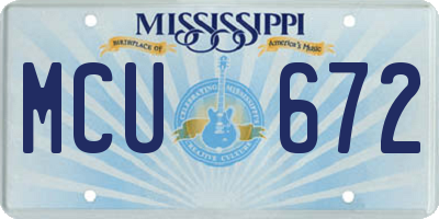 MS license plate MCU672