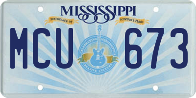 MS license plate MCU673