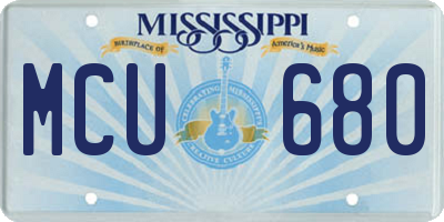 MS license plate MCU680