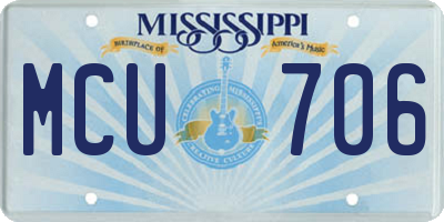 MS license plate MCU706
