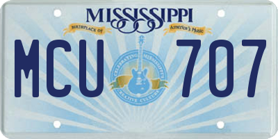 MS license plate MCU707