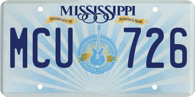 MS license plate MCU726