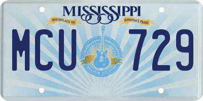 MS license plate MCU729